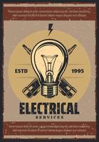 cartaz vintage de vetor para serviços elétricos