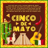 cartão de férias mexicano para design de cinco de maio vetor