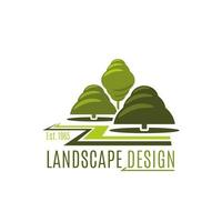 ícone de design de paisagem de vetor de jardim de árvores verdes