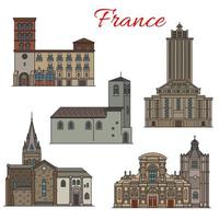 ícone de linha fina de marco de viagens de arquitetura francesa vetor
