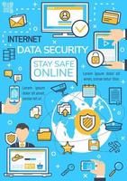 cartaz vetorial da tecnologia de segurança de dados da internet vetor