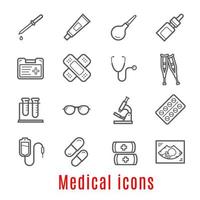 ícone de linha fina médica para medicina e saúde vetor