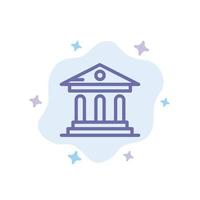 ícone azul do tribunal do campus do banco universitário no fundo abstrato da nuvem vetor