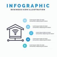 ícone de linha de sinal de internet de segurança com fundo de infográficos de apresentação de 5 etapas vetor