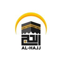 hajj caligrafia árabe com kaaba em meca. ícone de kaaba. ícone de kaaba para hajj mabrour. ilustração vetorial de kaaba. vetor
