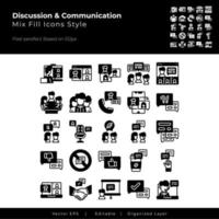 conjunto de ícones de discussão e comunicação vetor