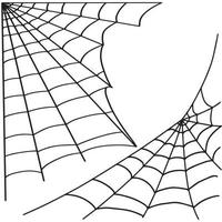 um conjunto de ícones da web doodle destacados em um fundo preto. um símbolo do dia das bruxas. esboço de uma ilustração vetorial de estoque vetor