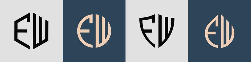 pacote de designs de logotipo de fw de letras iniciais simples criativas. vetor