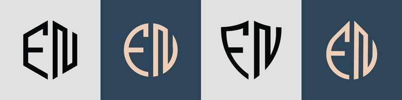 pacote de designs de logotipo fn de letras iniciais simples criativas. vetor