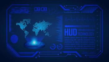 projetor holográfico de mapa do mundo moderno em fundo de tecnologia vetor