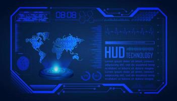 projetor holográfico de mapa do mundo moderno em fundo de tecnologia vetor