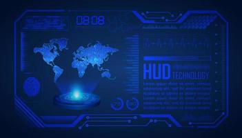 projetor holográfico de mapa do mundo moderno em fundo de tecnologia vetor