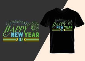 feliz ano novo 2023 design de t-shirt de tipografia vetor