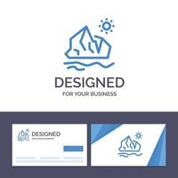 cartão de visita criativo e modelo de logotipo ecologia ambiente gelo iceberg derretendo ilustração vetorial vetor