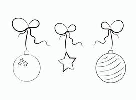 três bolas de natal para decoração. fundo branco isolado. ilustração vetorial de férias. desenho de ilustração vetorial. ornamento de vetor. vetor