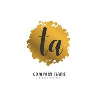 ta inicial caligrafia e design de logotipo de assinatura com círculo. logotipo manuscrito de design bonito para moda, equipe, casamento, logotipo de luxo. vetor