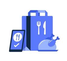 vetor de ícone de entrega de comida, ilustração em vetor de ícone de design plano