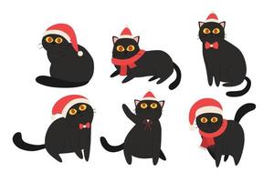 vetor de desenhos animados de gatos de papai noel fofos