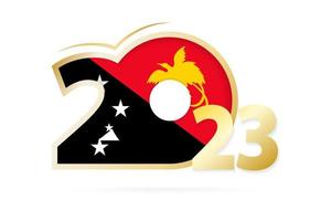 ano 2023 com padrão de bandeira de papua nova guiné. vetor