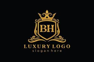 modelo de logotipo de luxo real inicial bh letter em arte vetorial para restaurante, realeza, boutique, café, hotel, heráldica, joias, moda e outras ilustrações vetoriais. vetor