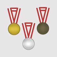 conjunto de ilustração de prêmio de medalha 3d clipart vetor