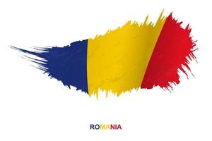 bandeira da Roménia em estilo grunge com efeito acenando. vetor
