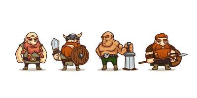 personagens de desenhos animados vikings, conjunto de personagens do jogo vetor