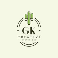 gk letra inicial vetor de logotipo de cacto verde