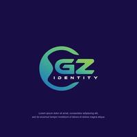 vetor de modelo de logotipo de linha circular de letra inicial gz com mistura de cores gradientes