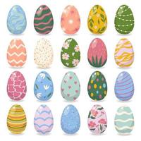 conjunto de ovos de páscoa multicoloridos isolados em um fundo branco. gráficos vetoriais. vetor