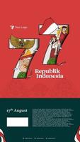 ilustração desenhada à mão dia da independência indonésia para postagem de mídia social ou banner vetor