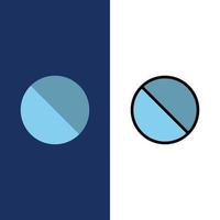 cancelar proibido nenhum ícone proibido plano e conjunto de ícones cheios de linha vector fundo azul