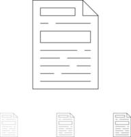 arquivo documento design conjunto de ícones de linha preta em negrito e fino vetor