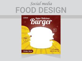 modelo de design de comida de mídia social. layout de design de pôster vetorial. vetor