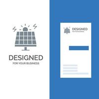 ambiente de energia verde solar cinza design de logotipo e modelo de cartão de visita vetor