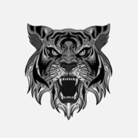 design de impressão de tatuagem estilo japão tigre preto e branco para t-shirt. . ilustração vetorial para livro de colorir, camisetas, arte de tatuagem, design boho, cartazes, têxteis. ilustração vetorial isolada vetor