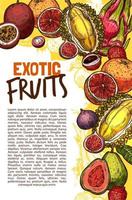 cartaz de esboço de loja de frutas vetor de frutas exóticas