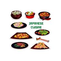 ícone dos desenhos animados de jantar tradicional de cozinha japonesa vetor