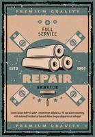 banner vintage de reparo de casa com ferramenta de trabalho vetor