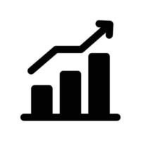 ícone de análise com gráfico de barras e seta no estilo de contorno preto vetor