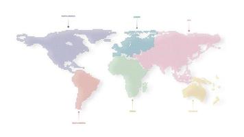 mapa-múndi pontilhado em fundo branco. mapa continental pontilhado. mapa dos continentes. ilustração vetorial eps10. vetor