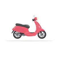 vector design de viagens de moto scooter. ilustração de veículo de entrega de moto. transporte ciclomotor dos desenhos animados motor sinal urbano.