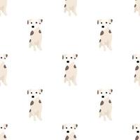 cães fofos jack russell terrier. animais fofos. padrão sem emenda de mão desenhada de vetor. perfeito para bebê, vestuário infantil, design de impressão, têxtil. fundo branco. vetor