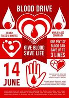 cartaz de vetor de doação de sangue
