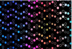 layout de vetor de arco-íris multicolorido escuro com formas de círculo.
