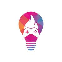 jogos fogo bulbo forma conceito logotipo ícone projeta vetor. game pad com fogo para jogos logoprint vetor