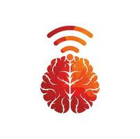 sinal de design de logotipo de cérebro e wifi. educação, tecnologia e fundo de negócios. ícone do logotipo do cérebro wi-fi. vetor