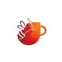 inspiração de logotipo de abelha de café. modelo de design de café ou bebida. vetor