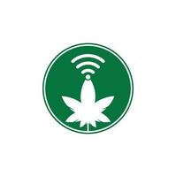 design de logotipo de vetor de cannabis wifi. símbolo ou ícone de cânhamo e sinal.