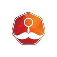 modelo de design de logotipo de bigode de pesquisa. bigode e lupa para um design de logotipo de espião detetive. vetor